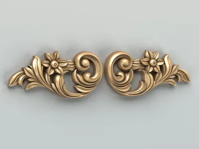 Carved decor horizontal 030 3D model