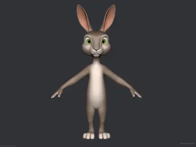 Stylized Cartoon Rabbit - Biped 3D model
