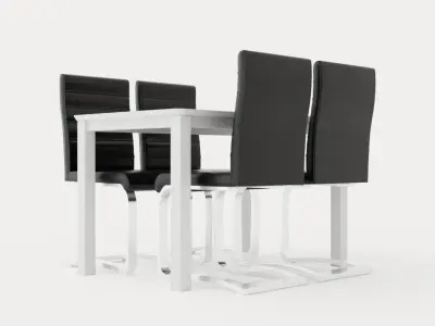 Michigan Food Group With 4 Cibus Chair White Black Low-poly 3D model