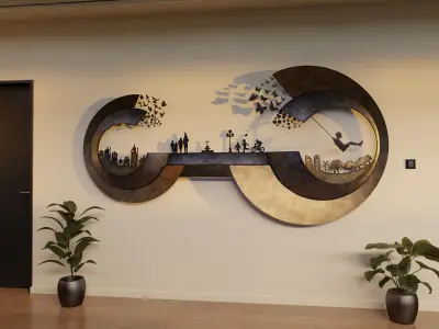 3dwall art with semi 2 circles 3D model