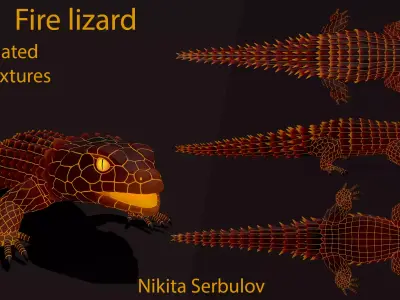 Armadillo lizard  6 skins  fantasy lizard  GAME READY Low-poly 3D model