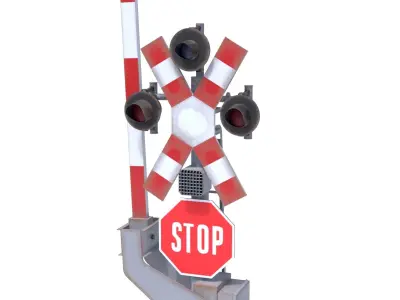 Rail Crossing Traffic Light Pack 2 Low-poly 3D model