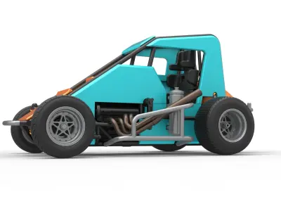 Midget car Scale 1 to 25 3D print model