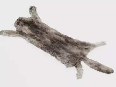 Wolf Skin Rug - Realistic Animal Hide 3D model