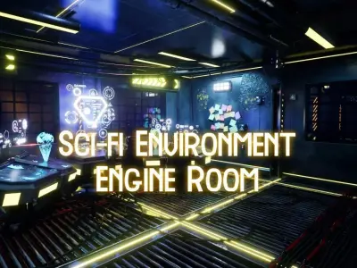 Sci-fi Environment Engine Room Low-poly 3D model