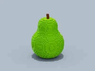 Voxel Pear Low-poly 3D model