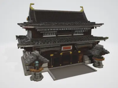  Japanese Castle  - 3D MODEL  Jiu Yue Castle Hatogoe Gate 3D model