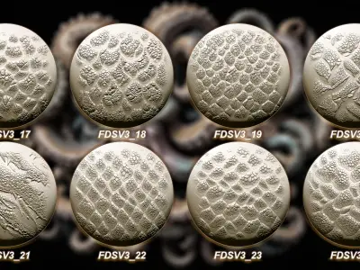 55 Reptile Creature and Dragon skin Vol 3 Alpha and Brush 3D model