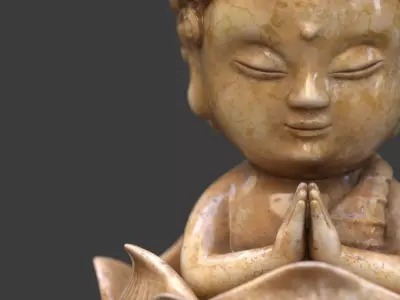 Baby Buddha sitting in lotus statuette 3D model