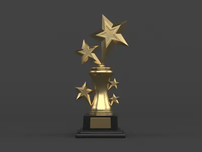 Gold Trophy Cups 3D model 7