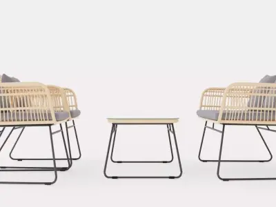 Mons sofa set Low-poly 3D model