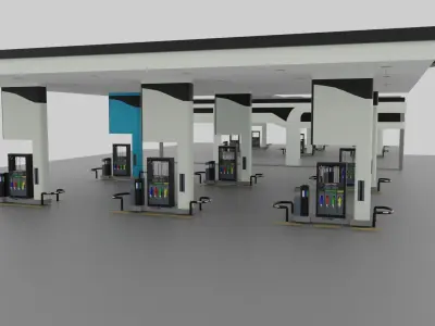Gas station Low-poly 3D model