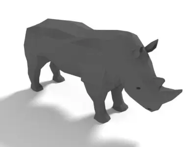 Low Poly Cartoon Rhinoceros Low-poly 3D model