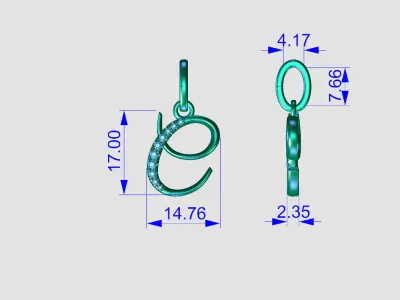 Initial Letter C Alphabet pendant 3D print model