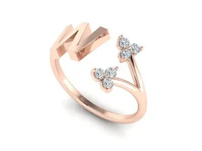 Jewelry Alphabet Ring W with Diamonds  3D print model