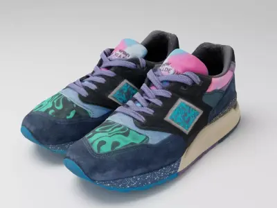 Pair of womans urban sneakers shoes sport outdoor footwear 3D model