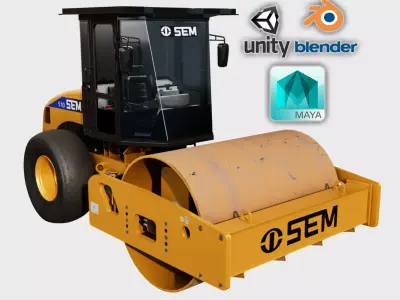 SEM 510 Soil Compactor Low-poly 3D model