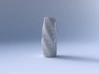 Vase twisted hexagon with horizontal wavy layers 3D print model