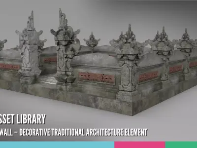 Balinese Wall Decorative Traditional Architecture Element 3D model