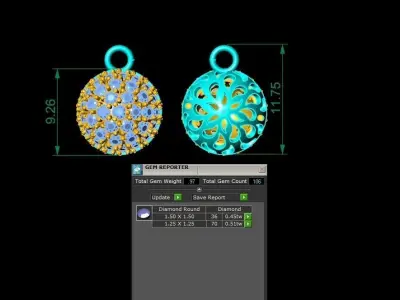 Luxury Round Diamond Ball Pendant Jewelry 3D Model  2219 3D print model