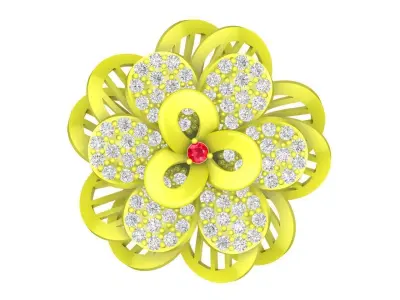 Luxury Floral Diamond Cluster Ring for Women 4467 3D print model