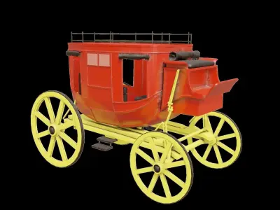 old stagecoach wagon carriage Low-poly 3D model