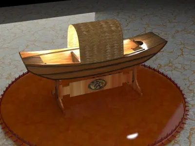 Chinese wooden boat 3D model