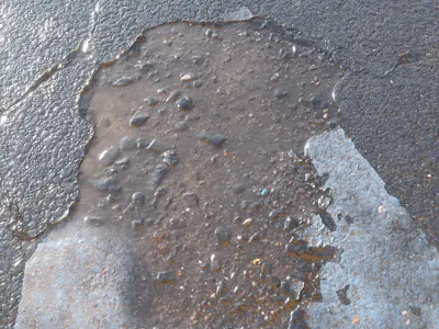 Wet asphalt 50 png pbr seamless 4k 3D model