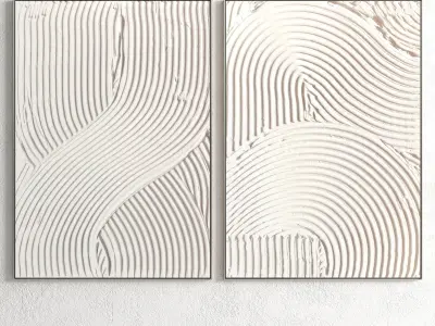 Plaster Two Photo Frame 61 Low-poly 3D model