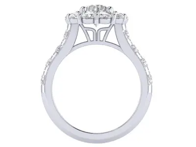 HALO-ER-822 diamond halo engagement ring 3D print model