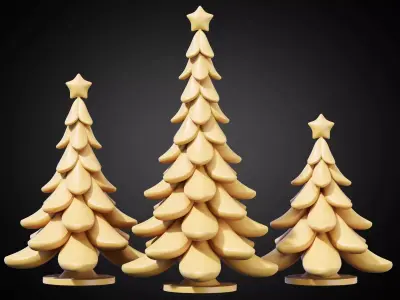 Stylized Christmas Tree Set 01 3D print model