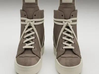 Sneakers Rick Owens Geobasket Converse Gray Low-poly 3D model