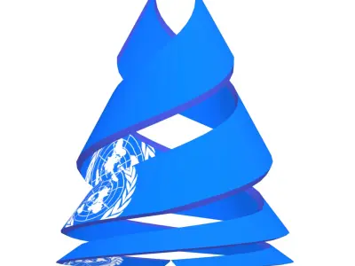 United Nations Flag on double helix structure 3D model