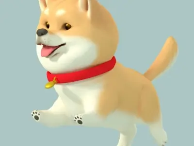 Cartoon Shiba Inu Low-poly 3D model