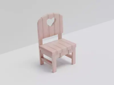 wooden childrens chair Low-poly 3D model