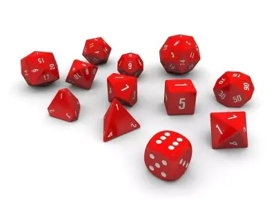 Polyhedral Dice Set - Red Low-poly 3D model
