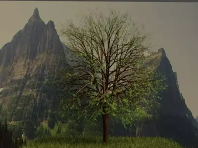 Animated Tree and Mountains good for frames  3D model