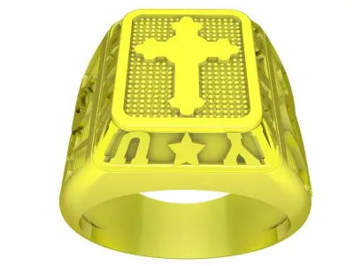 Religious Cross Signet Ring Jewelry 3D Model  4317 3D print model