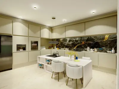 LUXURY LIVING ROOM AND KITCHEN VILLA MODERN INTERIOR DESIGN Low-poly 3D model