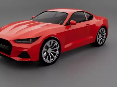 Red Coupe Low-poly 3D model