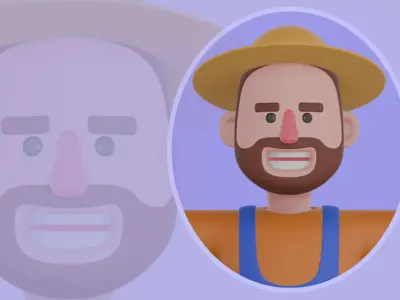 Stylized 3D Farmer Character - Cartoon Male in T-Pose 3D model