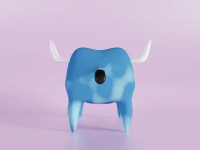 Blue Ox cartoon stylized character 3D model