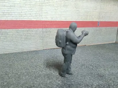 CAMERAMAN man with brick wall 3D print model
