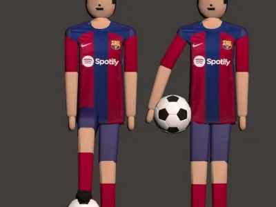Barcelona Soccer  Football low poly 3D model