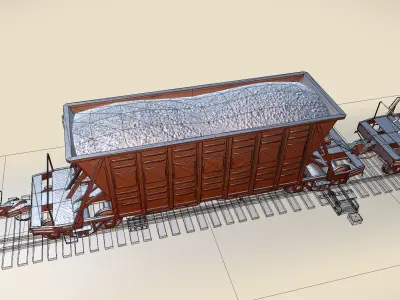 Railway Hopper Car vr3 Low-poly 3D model