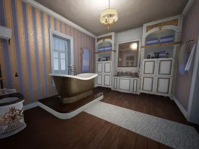 VINTAGE BATHROOM UNREAL ENGINE 4 Low-poly 3D model