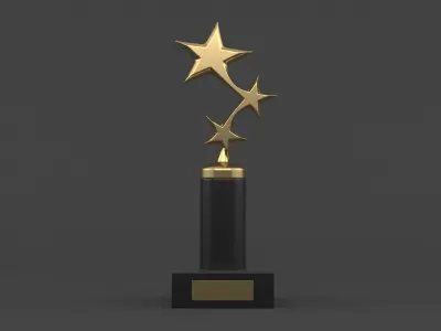 Gold Trophy Cups 3D model 14