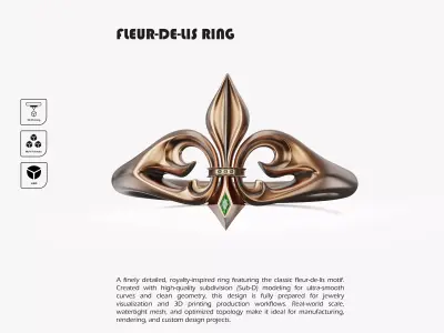 Fleur-de-Lis Ring 3D print model purchase