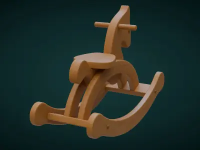 Wooden Rocking Horse 3D model