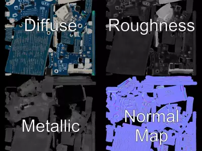 Compact Blue Circuit model pack Low-poly 3D model